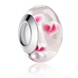 Charm murano pour bracelet séparateur fleur coeur transparent