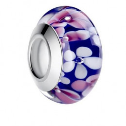Charm murano pour bracelet séparateur fleur coeur transparent