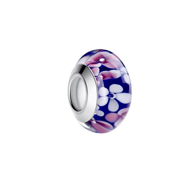 Charm murano pour bracelet séparateur fleur coeur transparent