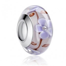 Charm murano pour bracelet séparateur fleur coeur transparent