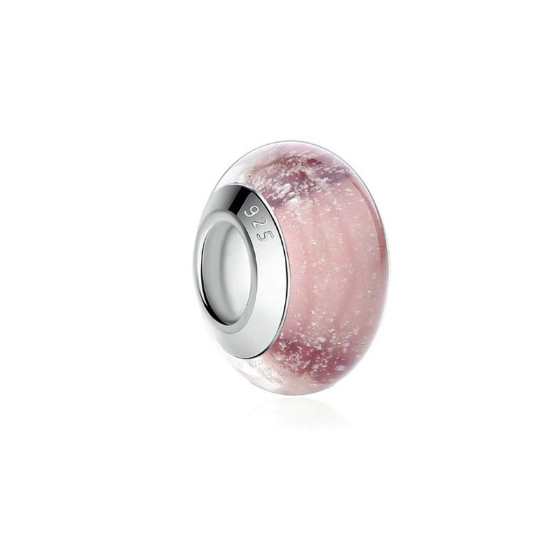 Charm murano pour bracelet séparateur fleur coeur transparent