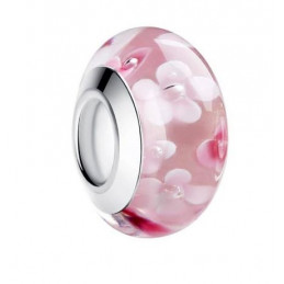 Charm murano pour bracelet séparateur fleur coeur transparent