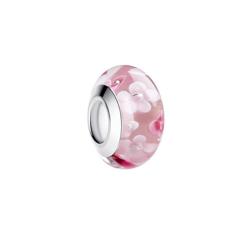 Charm murano pour bracelet séparateur fleur coeur transparent
