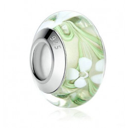Charm murano pour bracelet séparateur fleur coeur transparent