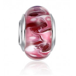 Charm murano pour bracelet séparateur fleur coeur transparent