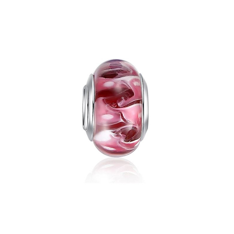 Charm murano pour bracelet séparateur fleur coeur transparent