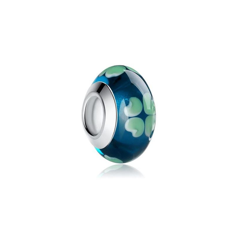Charm murano pour bracelet séparateur fleur coeur transparent