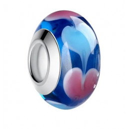 Charm murano pour bracelet séparateur fleur coeur transparent