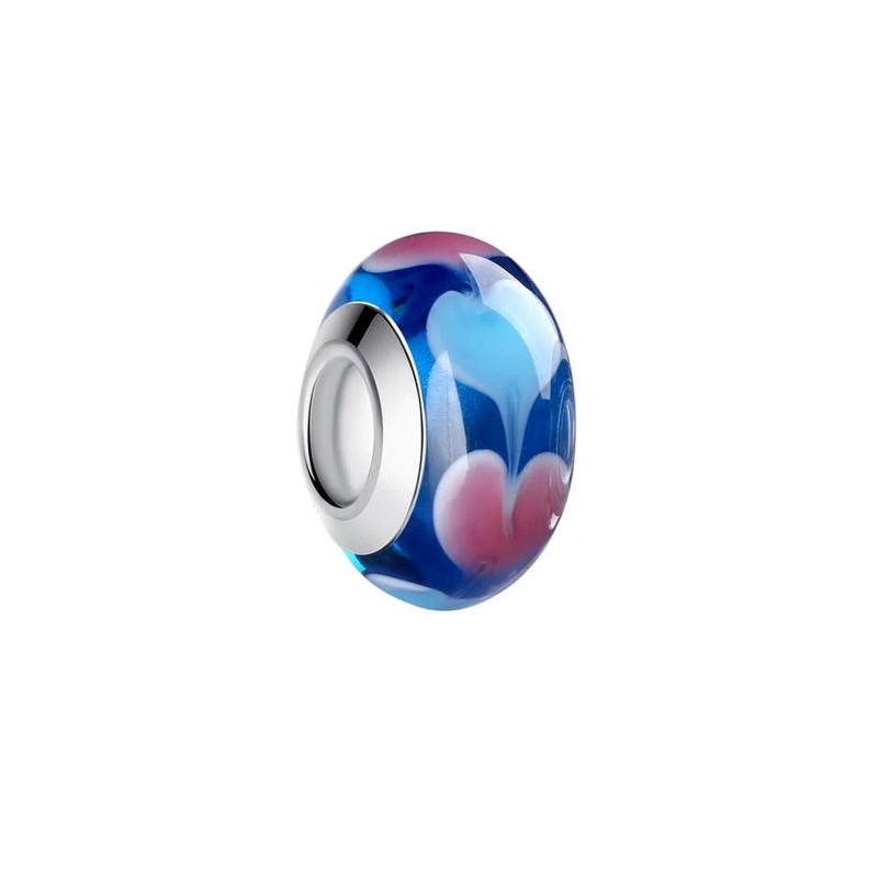 Charm murano pour bracelet séparateur fleur coeur transparent