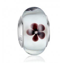 Charm murano pour bracelet séparateur fleur coeur transparent