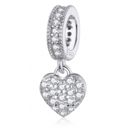 Charm pour bracelet coeur anneau strass diamant BS