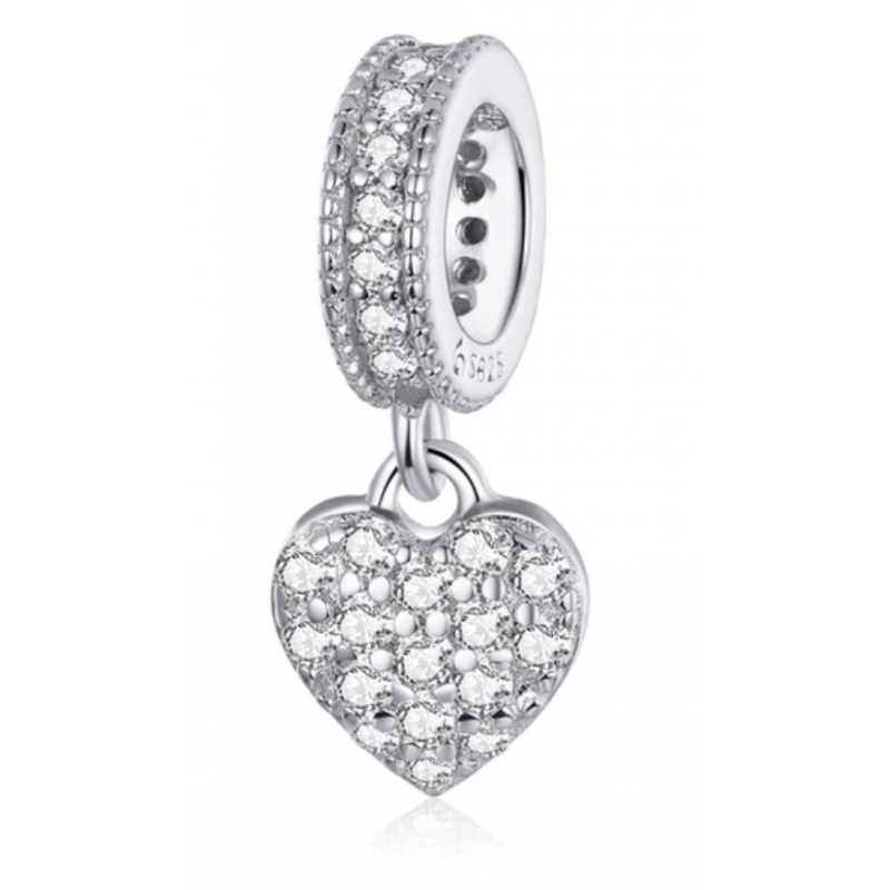 Charm pour bracelet coeur anneau strass diamant