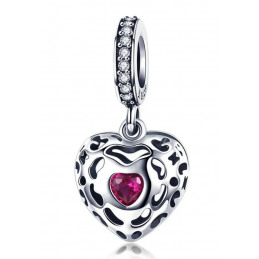 Charm pour bracelet coeur coeur pierre violette WS