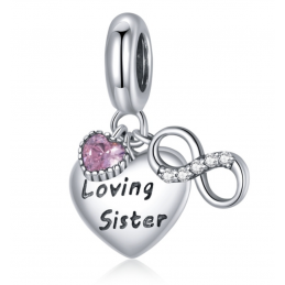 Charm pour bracelet coeur amour soeur sister infini WS