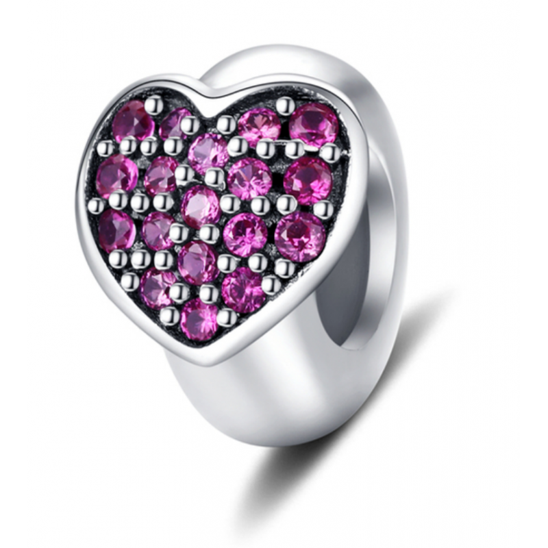 Charm pour bracelet séparateur coeur pierre violette
