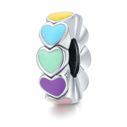 Charm pour bracelet argent chaine de coeur colorée WS