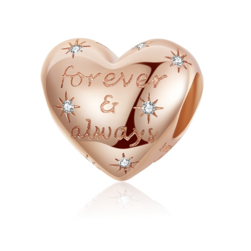 Charm pour bracelet coeur forever and always amour toujours