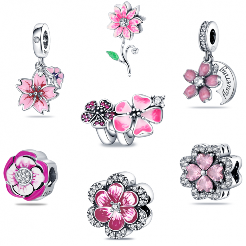 Charm Perle En Argent 925 Plaqué Platine - Pour Bracelets Personnalisables - Taille 1,2 X 1 Cm - Livré Dans Pochette Cadeau - 7