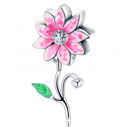 Charm pour bracelet collection fleur rose