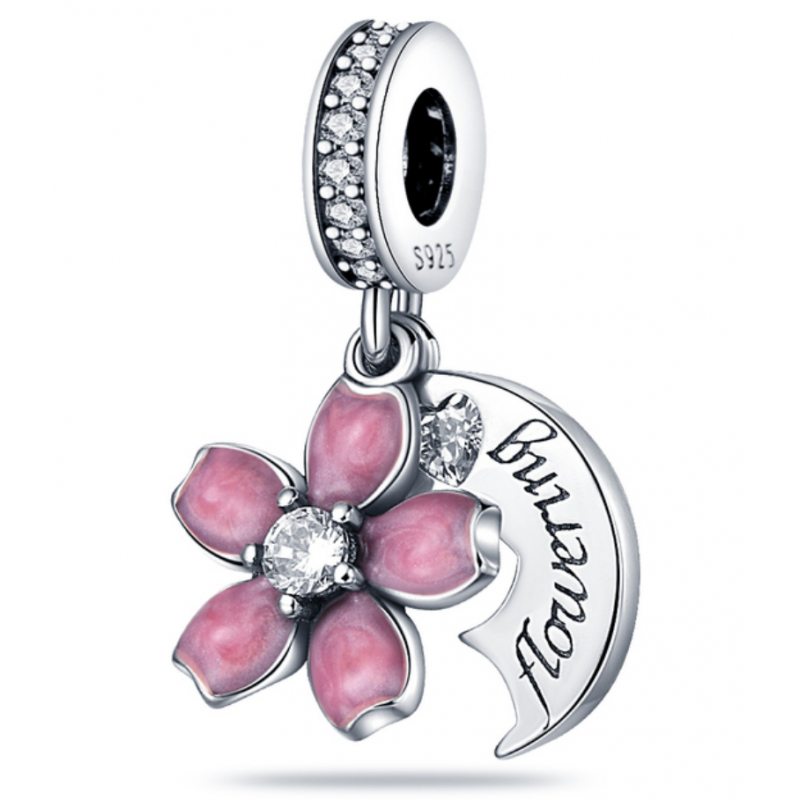 Charm pour bracelet collection fleur rose