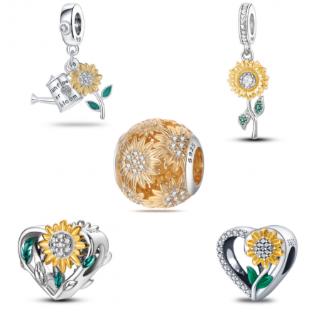 Charm pour bracelet collection fleur or tournesol