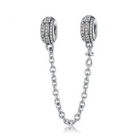 Charm double chaine pour bracelet strass diamant rond