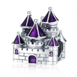 Charm pour bracelet argent chateau de princesse violet BS