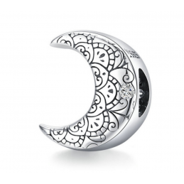 Charm pour bracelet argent lune dessin strass diamant WS