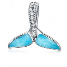 Charm pour bracelet argent queue sirène bleu turquoise