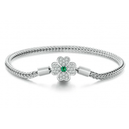 Bracelet pour charm trèfle chance pierre verte