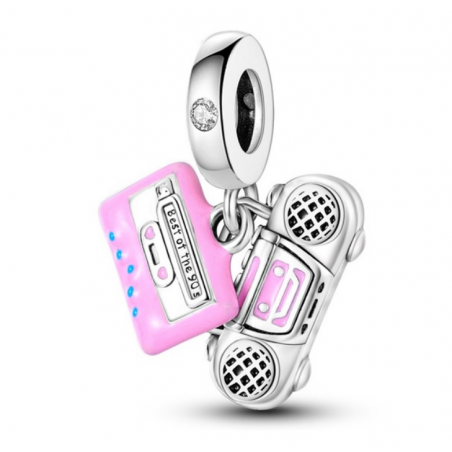 Charm pour bracelet cassette radio musique rétro 90