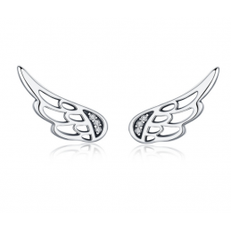 boucles d'oreilles bijoux argent ailes d'ange strass