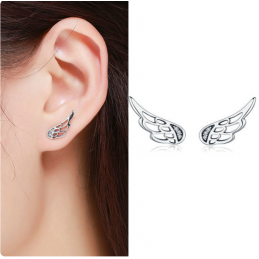 boucles d'oreilles bijoux argent ailes d'ange strass
