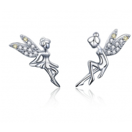boucles d'oreilles bijoux argent fée ange aile strass