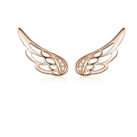 boucles d'oreilles bijoux or rose ailes d'ange strass