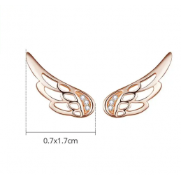 boucles d'oreilles bijoux or rose ailes d'ange strass