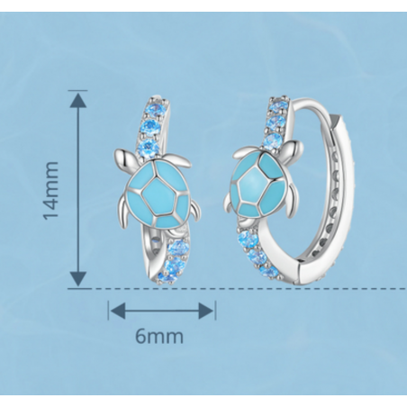 Boucles D'oreilles Argent Tortue Avec Pierres De Lune - Neuf Sans Emballage