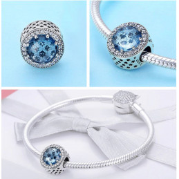 Charm pour bracelet rond bleu étoilé strass diamant