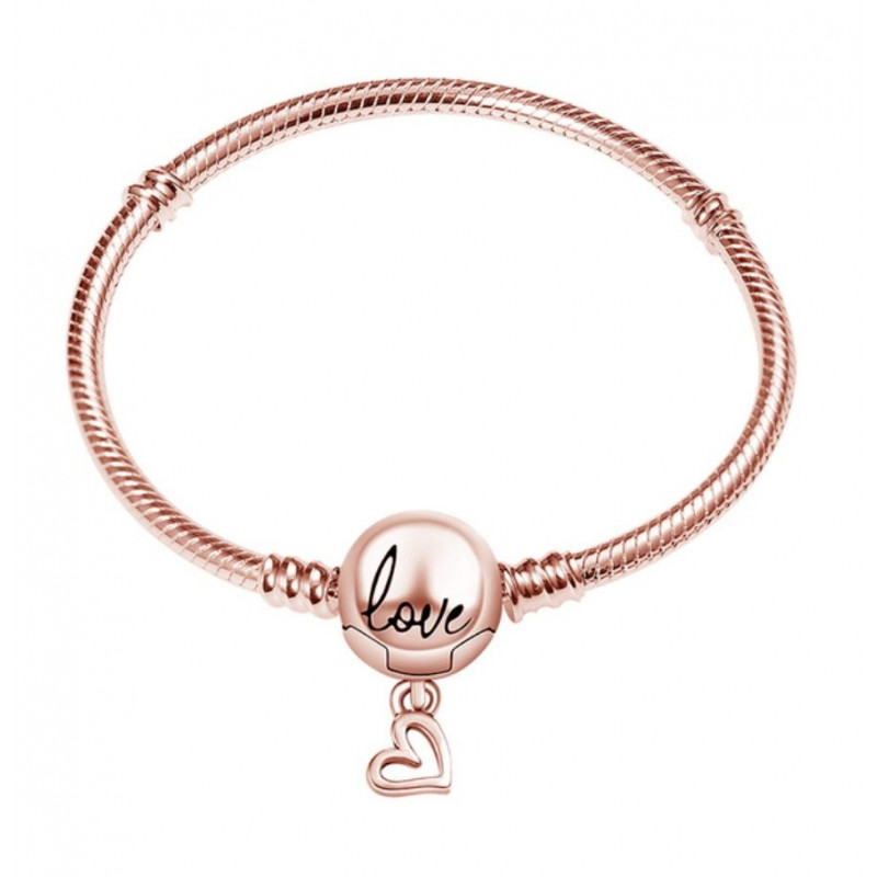 bracelet pour charm or rose boule love coeur
