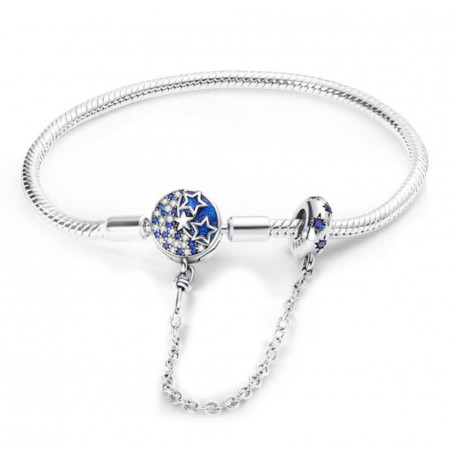 bracelet pour charm ciel étoile bleu avec charm chaine
