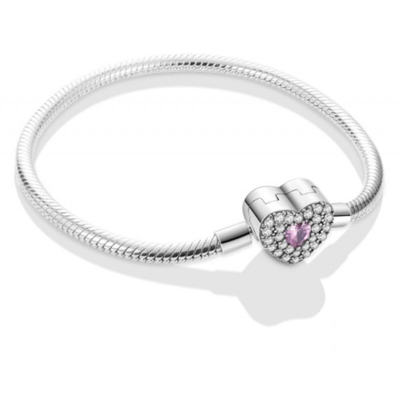 bracelet pour charm coeur pierre rose
