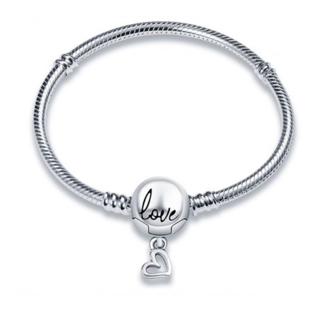 bracelet pour charm argent boule love coeur