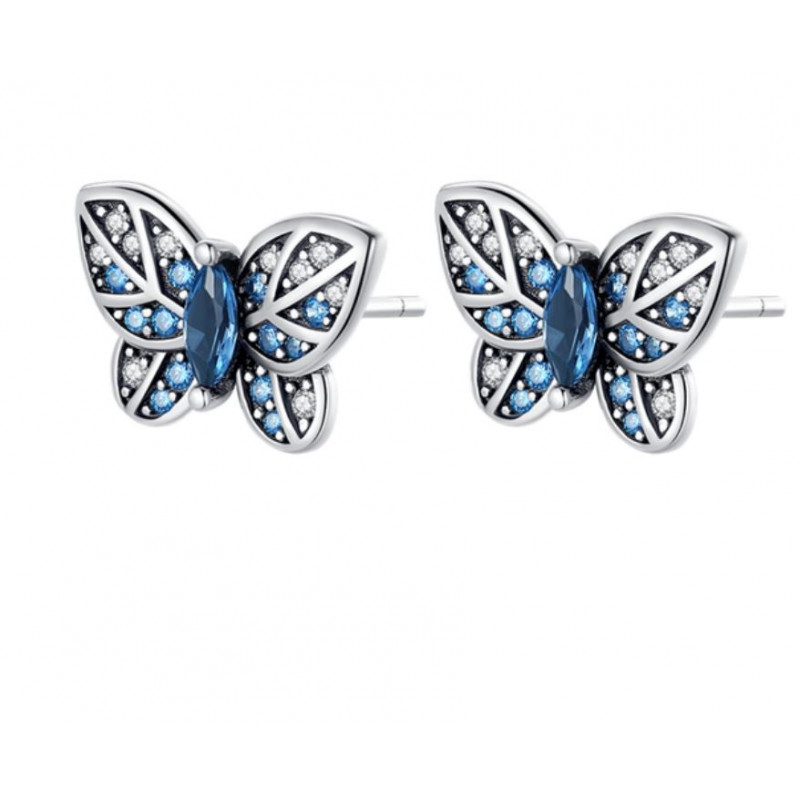 boucles d'oreilles papillon pierre bleu