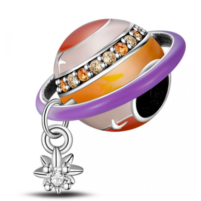 Charm pour bracelet collection clip étoile planète fluo