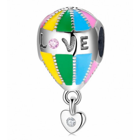 Charm pour bracelet argent ballon montgolfière amour