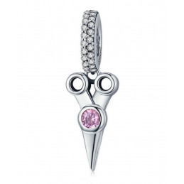 Charm pour bracelet ciseaux cadeau coiffeuse pierre rose