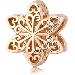 Charm pour bracelet collection doré rose fleur coeur