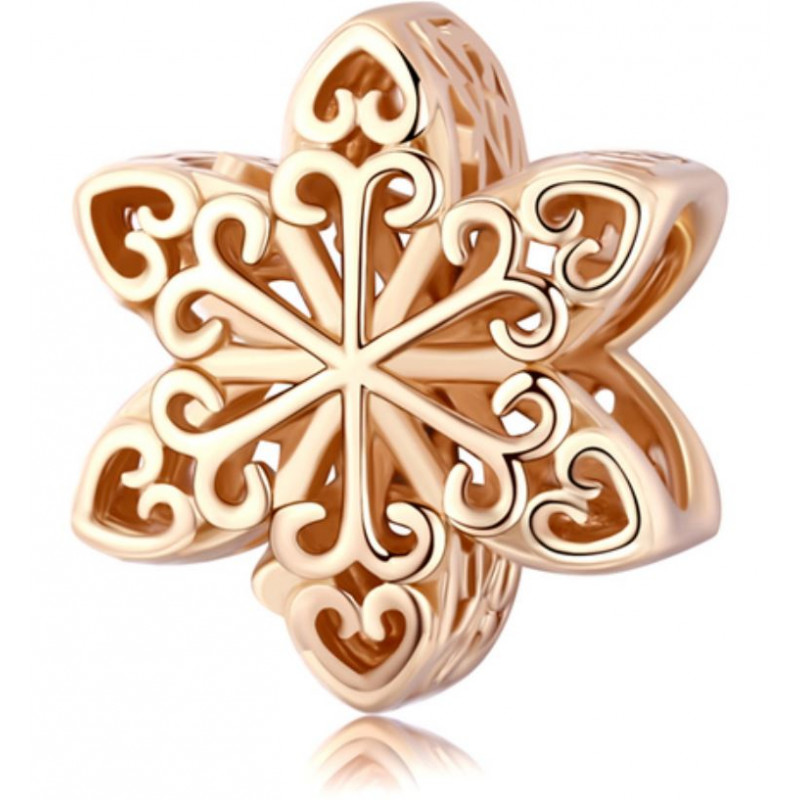 Charm pour bracelet collection doré rose fleur coeur