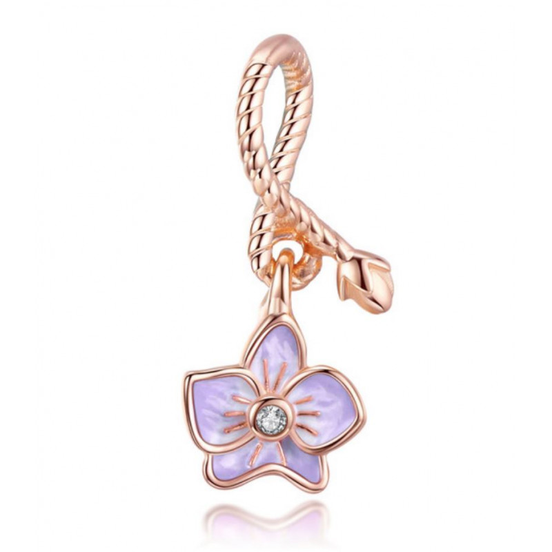 Charm pour bracelet collection doré rose fleur coeur