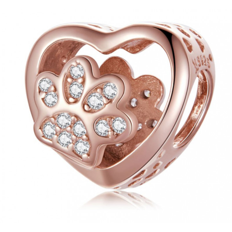Charm pour bracelet collection doré rose fleur coeur